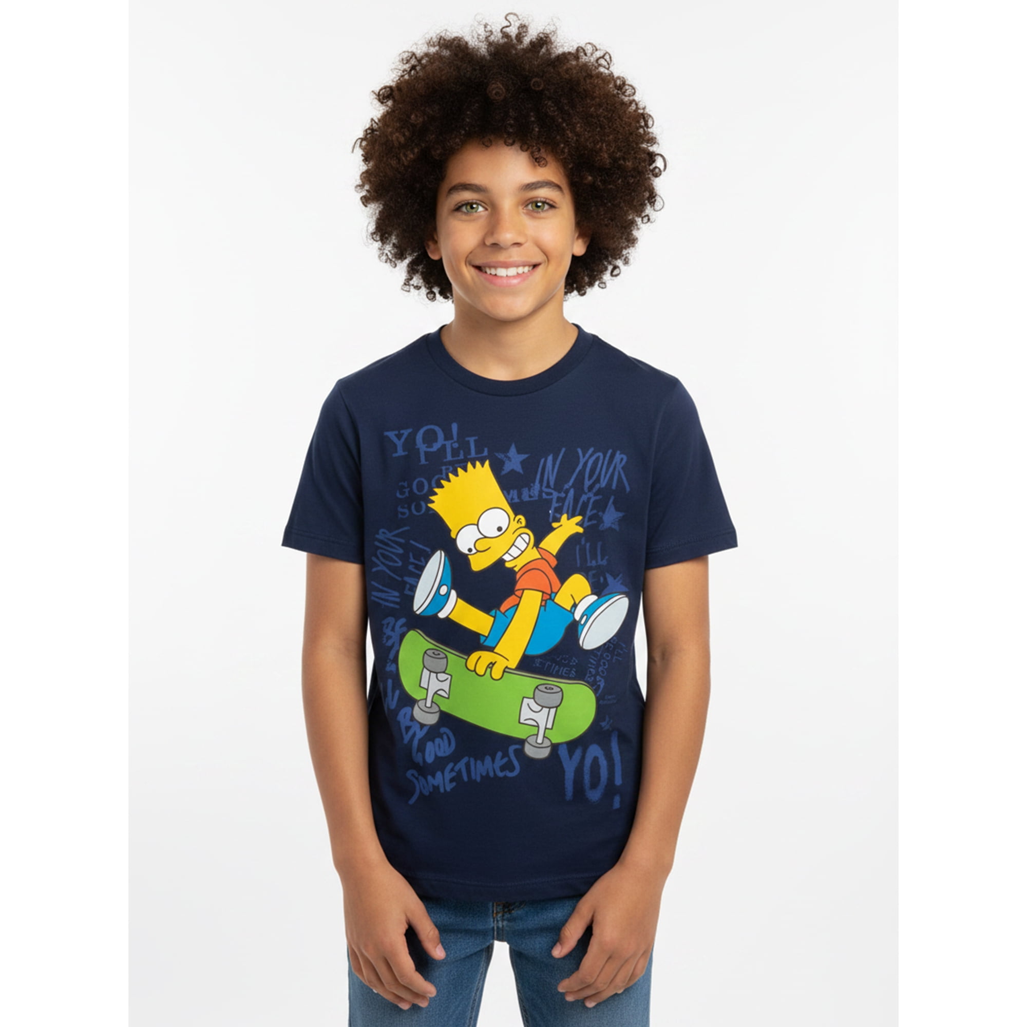 The Simpsons Boys' Graphic Tee with Short Sleeves, Kick Flip Swag, Sizes 4-18