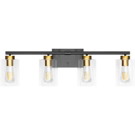 4 Lights Bathroom Vanity Light Over Mirror With Clear Glass Shades Vintage Brass Fixtures Exclude Bulb Canada 4 Lights Bathroom Vanity Light Over, Vintage Brass Bathroom Light Fixtures