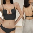 thumbnail image 2 of Women Solid Low Back Bras Underwired U Shape Backless Bras Multiple Convertible Straps Underwire Bra Suit Black L, 2 of 6