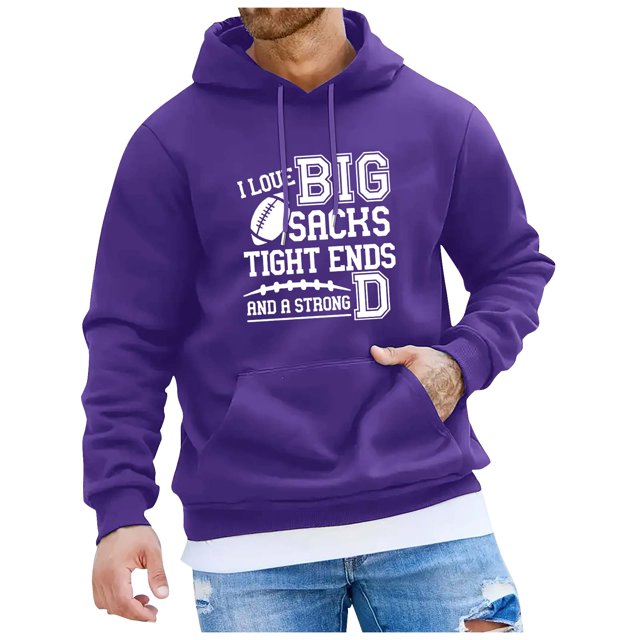 Men Rugby Printed Pocket Drawstring Hooded Sweatshirt Casual Loose Fit Comfortable Business Style Pullover for Everyday Wear