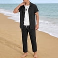 thumbnail image 2 of BLTIBY Mens Summer Set 2 Piece Beach Outfits Short Sleeve Button Down and Drawstring Pants Matching Vacation Sets with Pockets Black XXL, 2 of 6