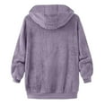 thumbnail image 4 of Women's Plus Size Solid Color Hooded Pullover, Drawstring Plush Zipper Front Raglan Sleeve Coat, Warm Fleece Loose Fit Casual Top for Daily Wear, Banquet Events and Versatile Style Purple M, 4 of 9