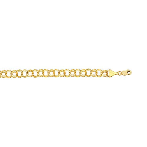 JewelStop 14k Yellow Gold 6.4 mm Charm Bracelet, Lobster Claw Clasp - 8 Inches, 8.9gr.
