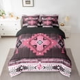 thumbnail image 2 of jejeloiu Ancient Bohemian Aztec 7pcs Bedding Comforter Set,Boho Exotic Style Queen Bedding Sets,Pink White Queen Sheet Sets For Men Women,Breathable Home Decor Reversible, 2 of 8