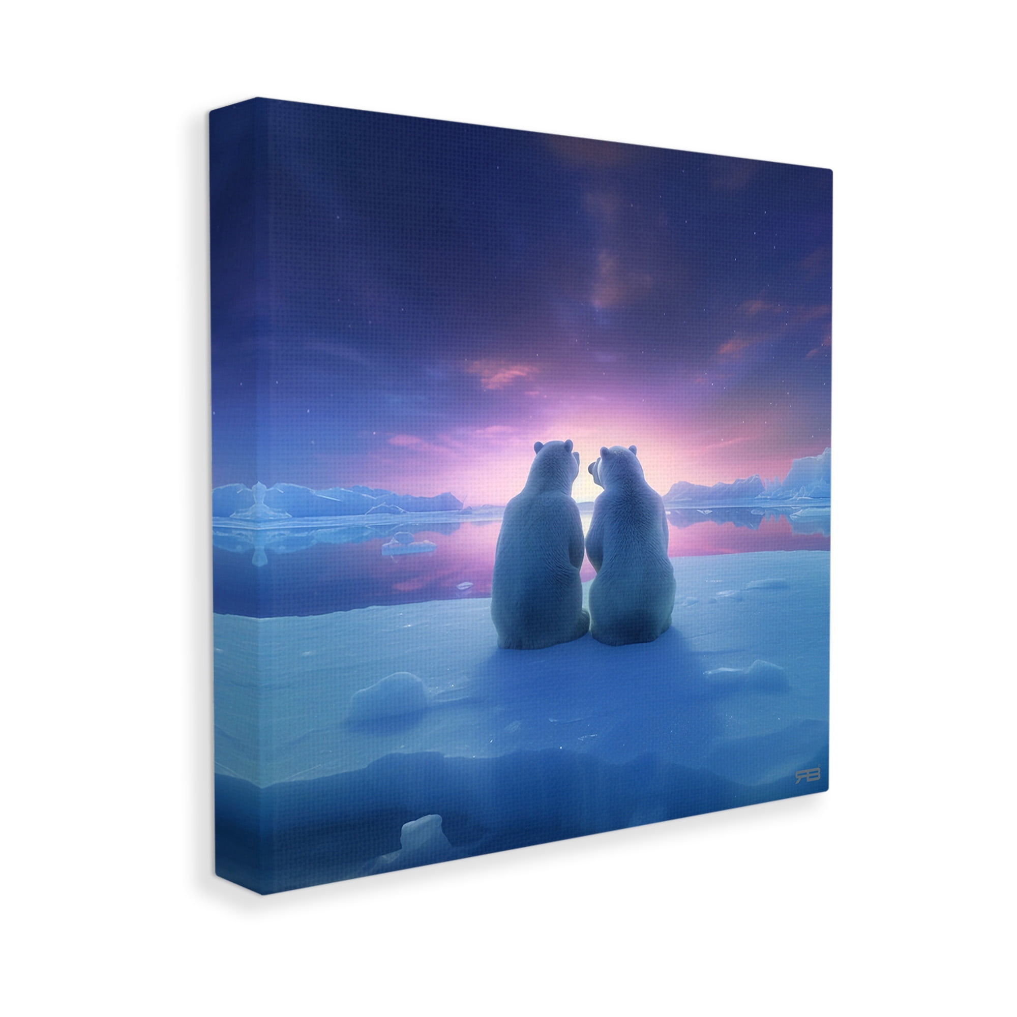 Stupell Industries Polar Bears at Sunset Animals & Insects Painting Gallery Wrapped Canvas Art Print Wall Art, 36 x 36