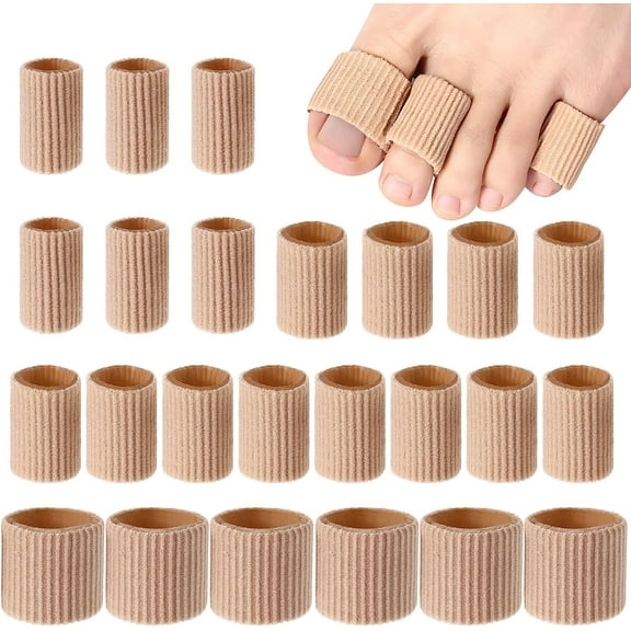 24 Pieces Toe Tubes 0.98 Inches Toe Cushion Tube Corn Pads for Toes Sleeves Soft Gel Protectors for Cushions Corns Blisters Calluses Toes and Fingers 3 Size