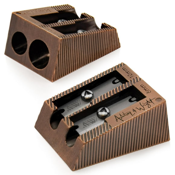 Ashton and Wright Double Hole Metal Pencil Sharpener - Antique Copper - Pack of 2