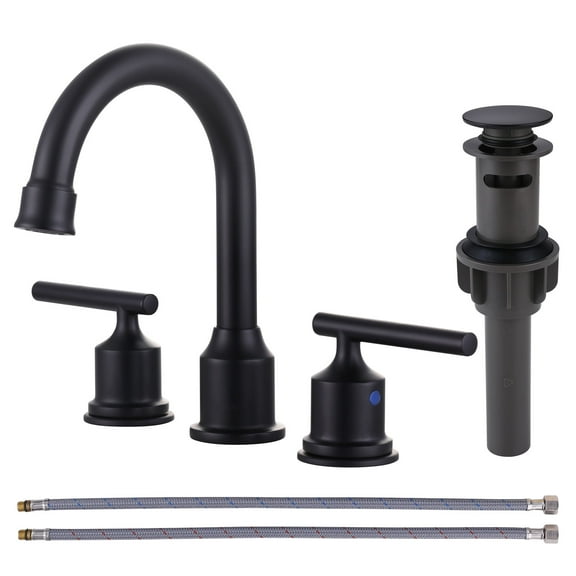 WOWOW Widespread Bathroom Faucet Centerset Basin Faucet 3 Hole,Black