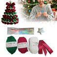thumbnail image 1 of HANDIED Desktop dress up DIY Crochet Christmas Tree Set Red And Green Christmas Tree Crochet Set Christmas Tree Ornament Decoration With Instruction Manual Included, 1 of 8
