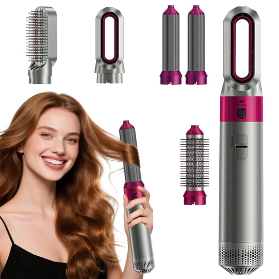 YINIUTECHNO 5 in 1 Hair Dryer Brush Set-Upgrade Hair Dryer Brush Air Curler Air Curling Wrap Styler,Negative Ion Curling Brush Iron,Detachable Hot Air Brush for Drying,Curling,Straightening (Black)