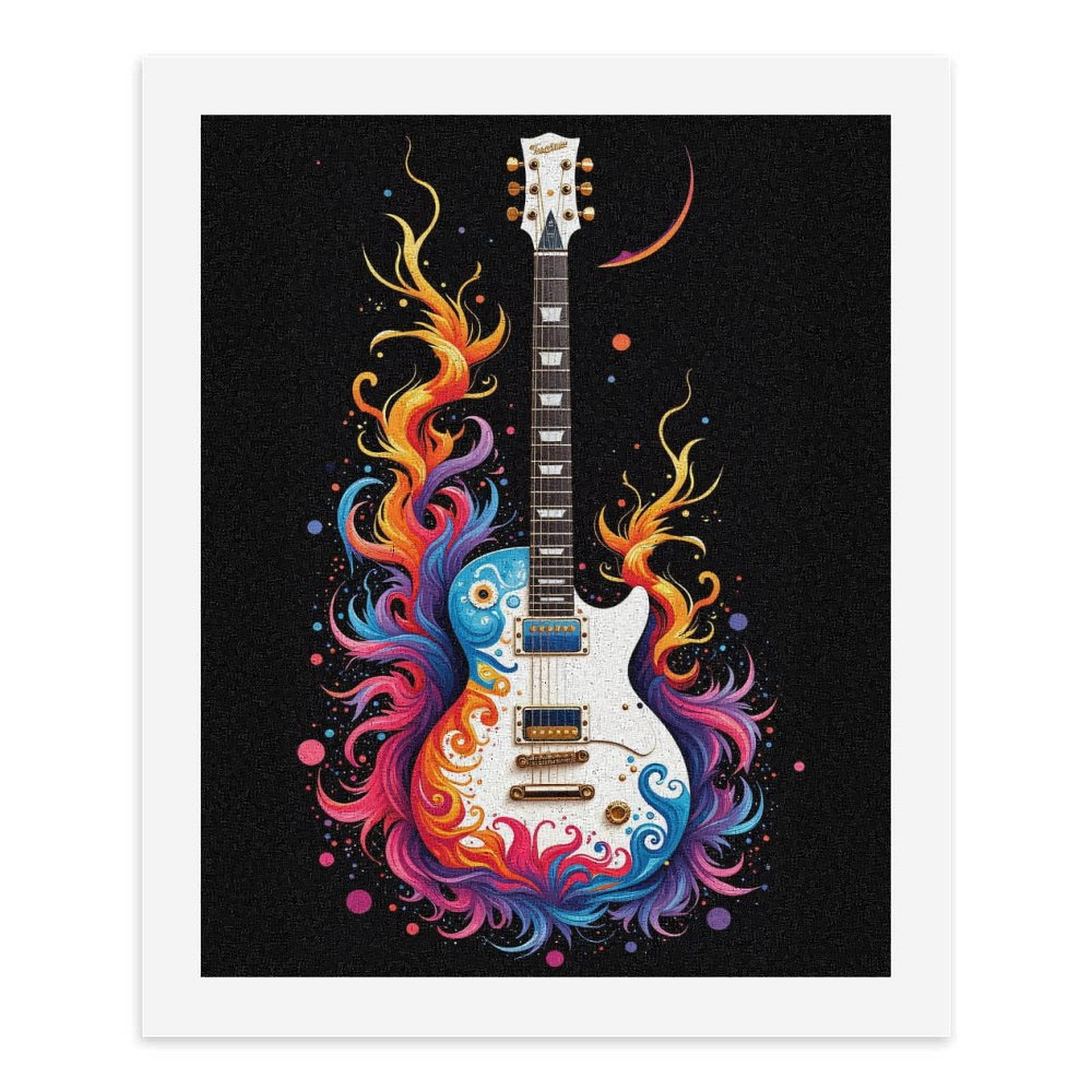 Paint By Numbers Kit for Adults Beginner - DIY Colorful Flame Guitar Art Canvas Painting Kits for Adults, Frameless Paint By Number for Adults for Home Wall Decor 16x20 Inch