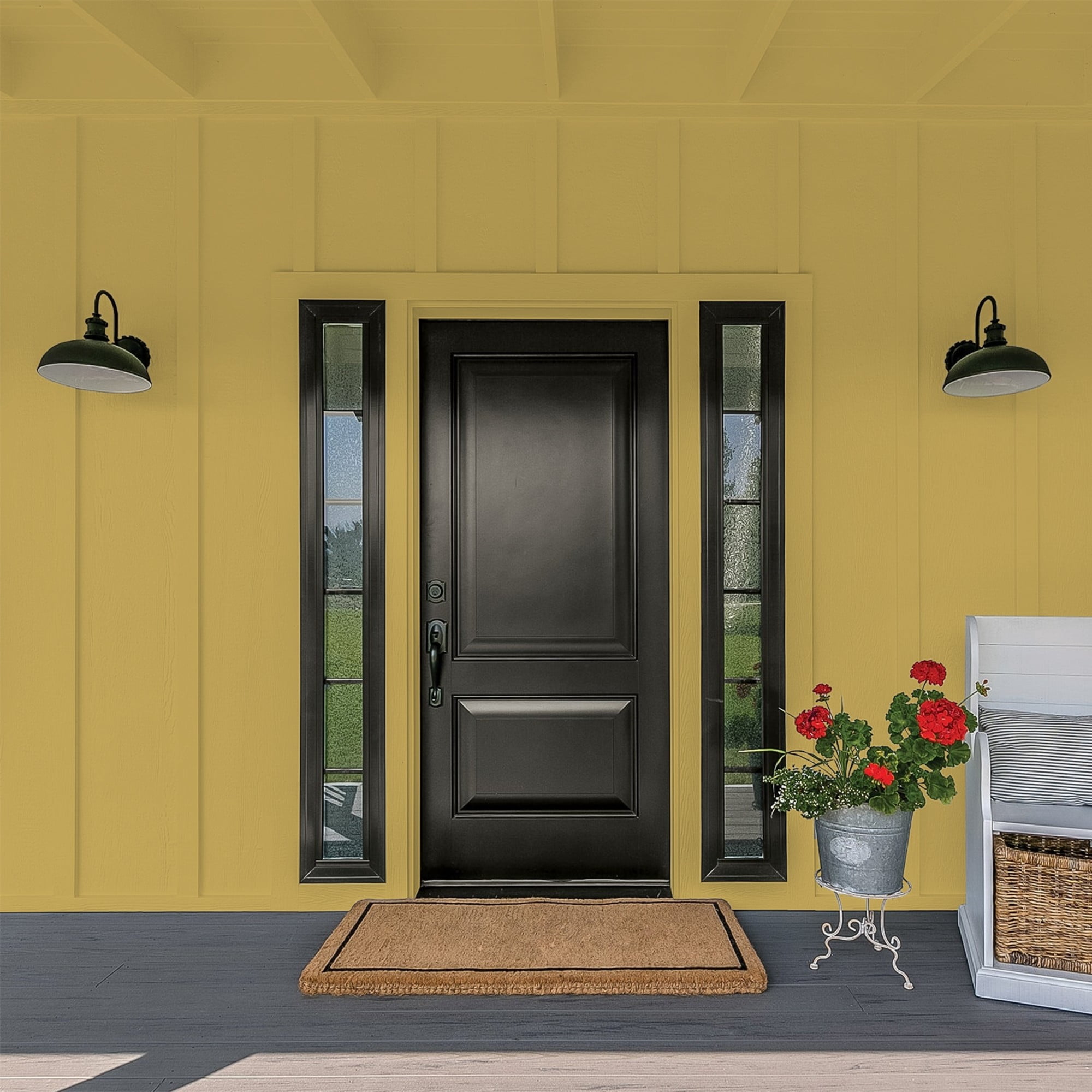 Glidden Fundamentals Obsession / Yellow, Flat Exterior Paint, 1 Gallon