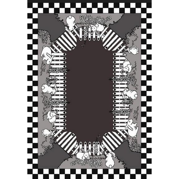 Garden Rabbits in Black & White 2-Layer Throw 46x67 inch Woven Throw