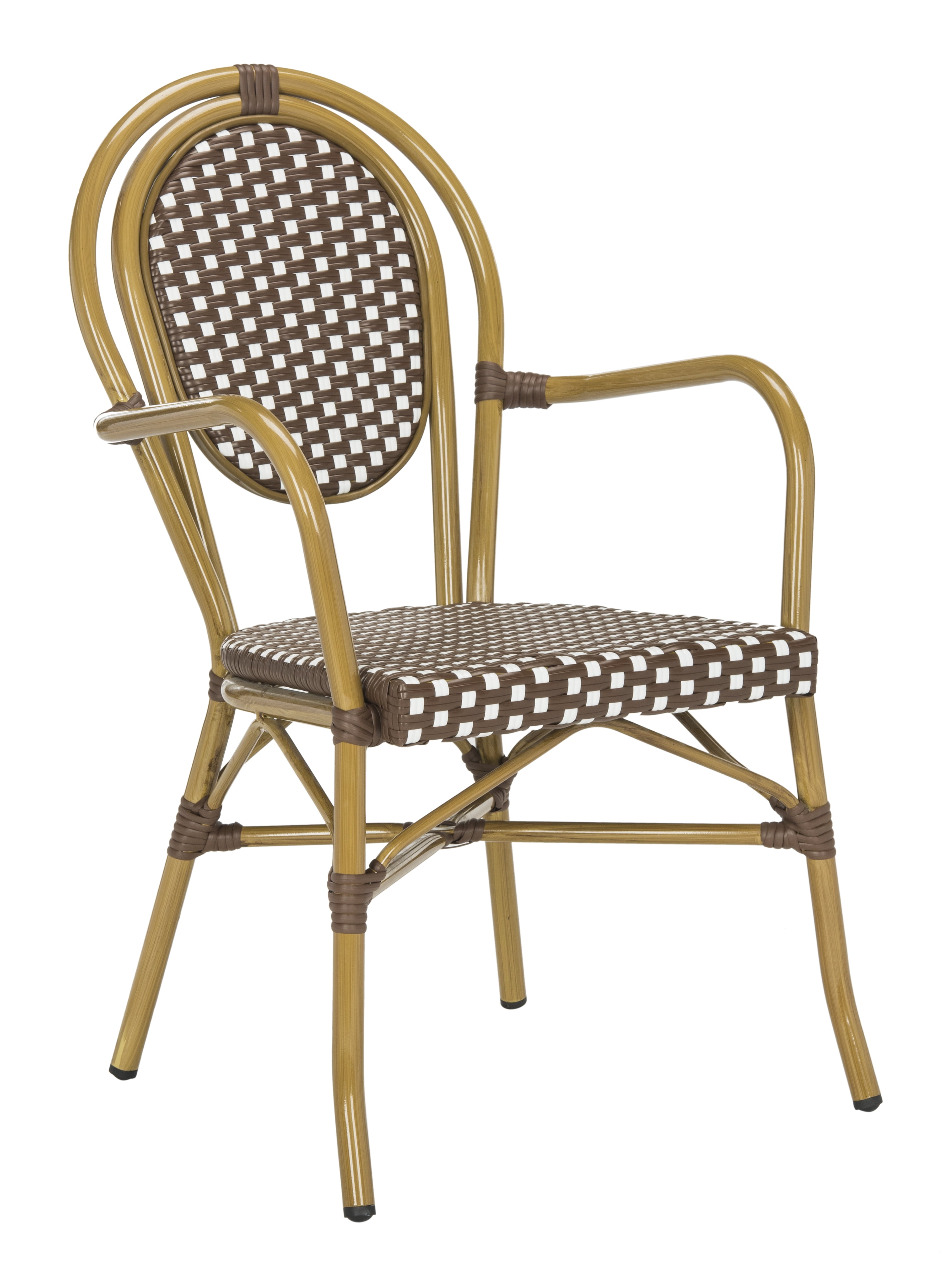 Safavieh Rosen Outdoor Stacking Arm Chair, Set of 2 - Brown/White