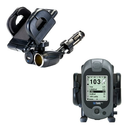 Dual USB / 12V Charger Car Cigarette Lighter Mount and Holder for the Golf Buddy Pro DSC-GB200