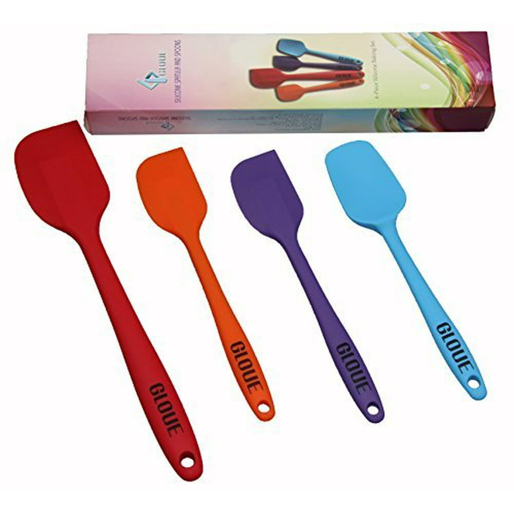 GLOUE spatula4pcs Silicone Spatula Set, 11.7 x 2.7 x 1.3