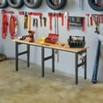 thumbnail image 4 of MUWOOD 84" Heavy Duty Work Bench, 5000 LBS Capacity Adjustable Workbench with Power Outlet & Pegboard, Rubber Wood Work Table for Garage, Workshop, Office, 4 of 8