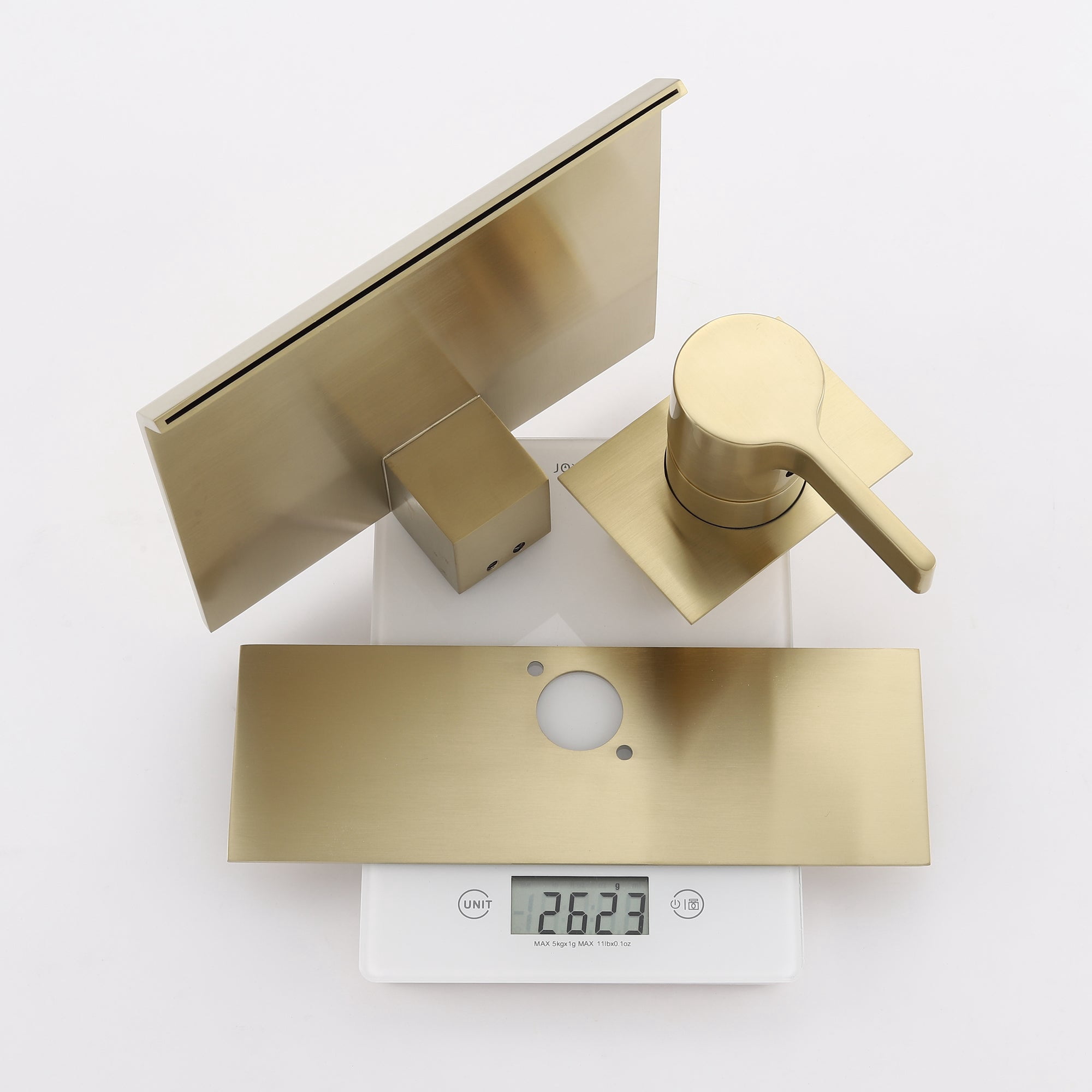 Sumerain Waterfall Wall Mount Tub Filler Faucet with Valve ,High Flow Rate,Brushed Gold