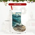 thumbnail image 4 of Daiia Blue Ocean Waves Print Christmas Stocking，18"Large Knitted Xmas Stocking for Kids, Family Stocking for Fireplace Christmas Holiday Party Decoration, 4 of 7
