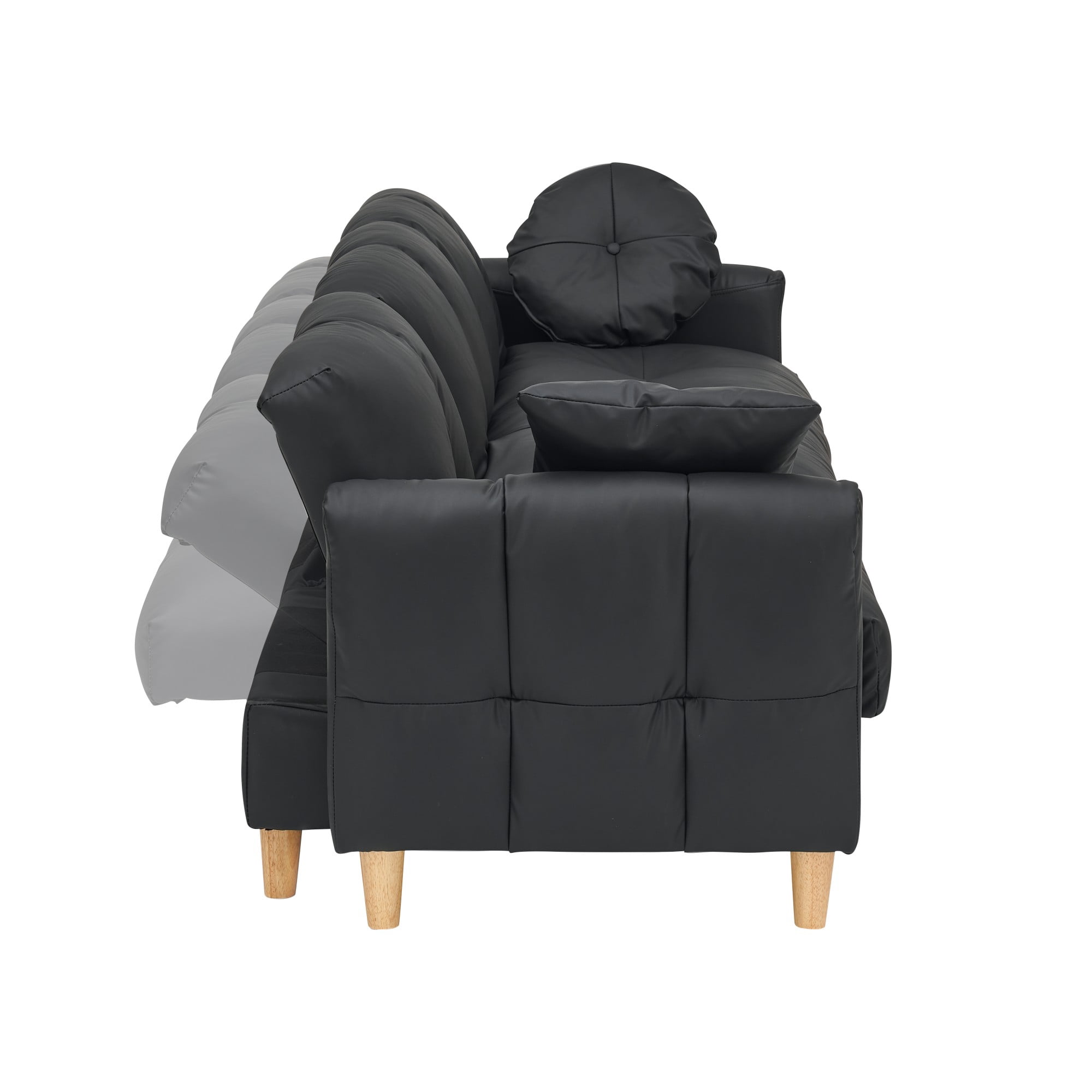 Overstuffed Sofa Couch,3 Seater Tech Cloth Upholstered Convertible Sofa Couches with Drawer and Storage Seatbase,Adjustable Backrests and Pillows, Comfy Couch for Living Room,Black