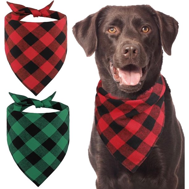Paquete de 2 pañuelos para perros, bufanda navideña duradera de primera calidad para niños y niñas, pañuelo navideño para perros medianos, grandes y extra grandes (grande)
