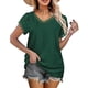 thumbnail image 1 of Qarigey Camiseta de algodón para mujer, camiseta holgada de encaje de Color sólido, Top de verano para viajes, vacaciones en la playa, deportes, Prendas para la parte del cuerpo Verde L Qarigey AP010362-13, 1 of 6