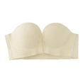 thumbnail image 1 of Brandless Front-Closure Push-Up Bra, Seamless Strapless Underwire Support, Discreet Convertible Multi-Way Bralette for Backless Dresses & Off-Shoulder Tops, Beige, Size L, 1 of 8