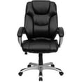 thumbnail image 6 of Flash Furniture High Back Black LeatherSoft Layered Upholstered Executive Swivel Ergonomic Office Chair with Silver Nylon Base and Arms, 6 of 6