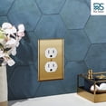 thumbnail image 5 of Rio Salto BRASS Signature Collection MIDSIZE Brushed Brass Gold Metal Outlet Cover or Light Switch Cover Wall Plate Mid Size Single Duplex Receptacle Wallplate Covers 1 Gang Single Gang, 5 of 9