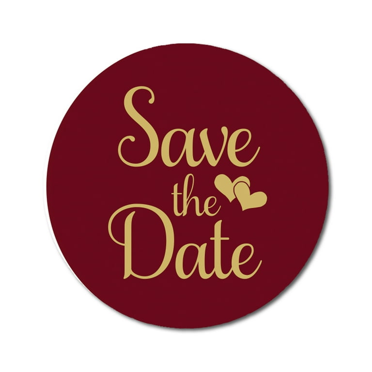 Darling Souvenir 1.6 Inches Round DIY Maroon Heart Calligraphy Save The  Date Label Stickers-45 Pcs 