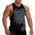thumbnail image 2 of BUWTTED Tank Tops for Men Print Sleeveless Shirt Retro Graphic Muscle Casual Athletic Workout Vest Blue Shirt L, 2 of 4