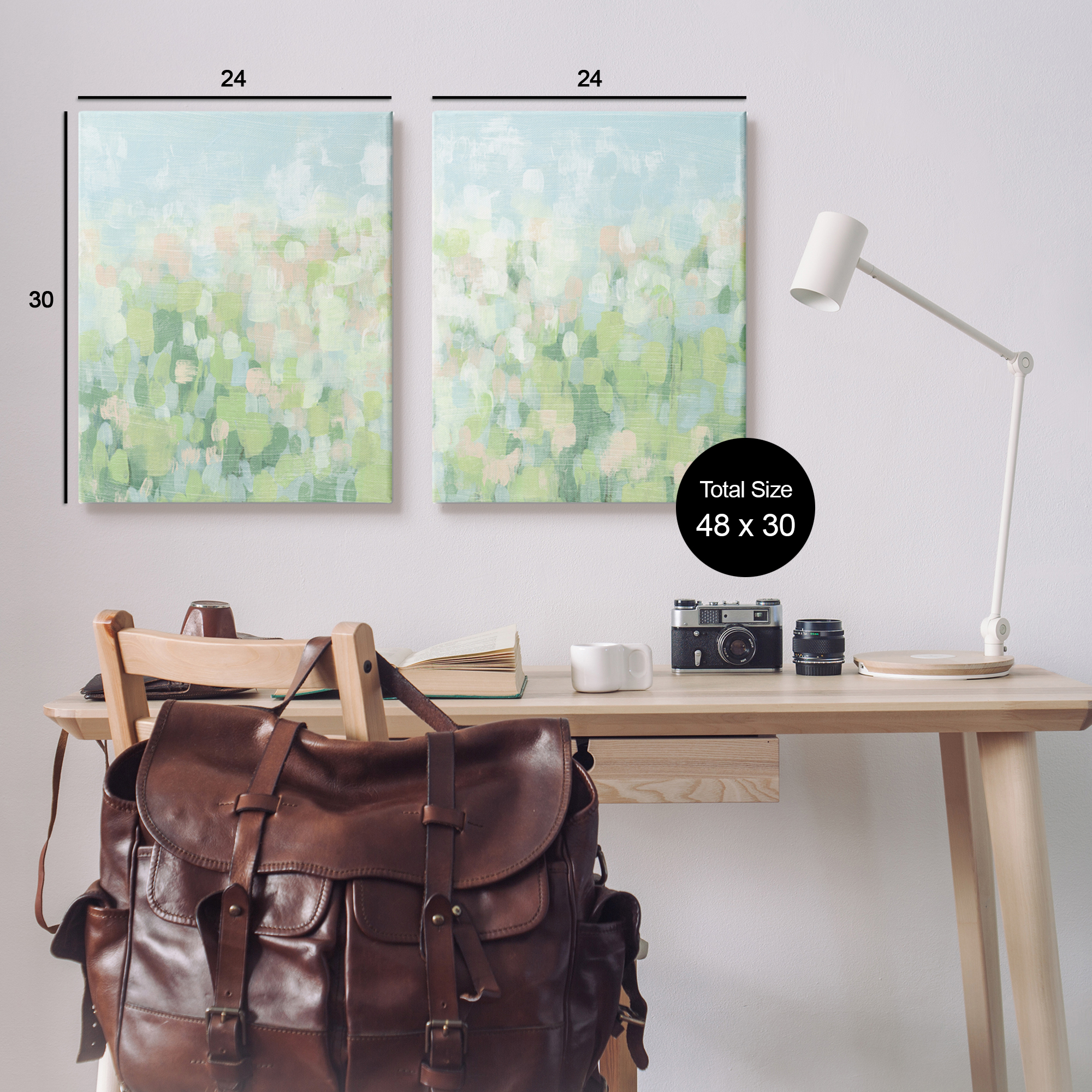 Stupell Industries Abstract Meadow Landscape Abstract Painting Gallery Wrapped Canvas Print Wall Art, 24 x 30, Set of 2