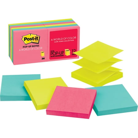 - Post-it®, MMMR33012AN, Notes Capetown Pop-up Notes Refills, 12 / Pack, Assorted