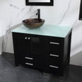 thumbnail image 5 of Walsport 36" Luxurious Bathroom Vanity with Brown Tempered Glass Vessel Sink Bowl and Countertop and Mirror and Faucet,Stand Floor Cabinet Bathroom Storage Vanity with Pop Up Drain,Black, 5 of 10