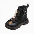 thumbnail image 3 of KPOPLK Girls Combat Boots Kids Ankle Side Zipper Booties Toddler-Big Kid Water Resistant Girls Breathable Lining Non-Slip Sole(30,Black), 3 of 8