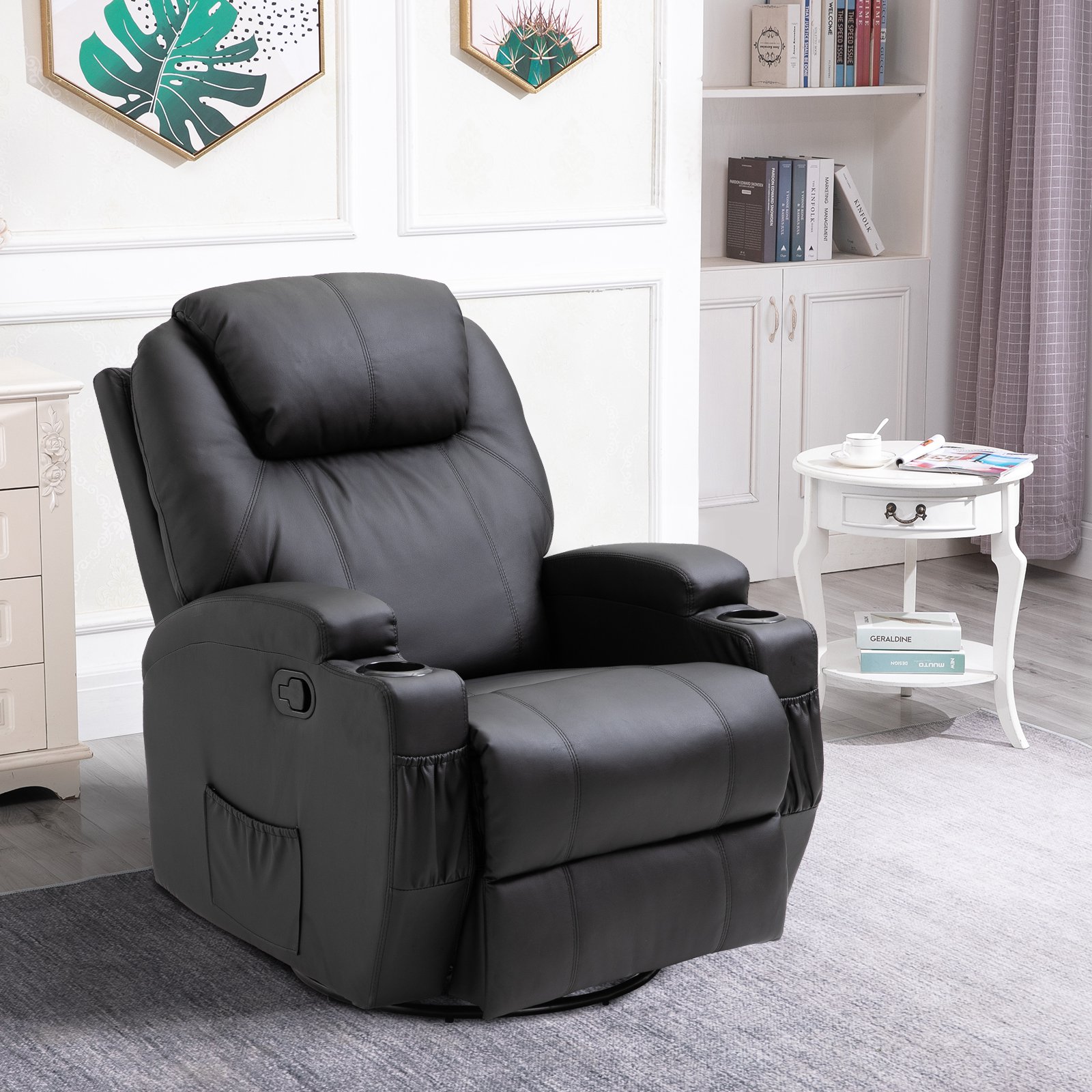 Faux Leather Vibrating Chair with Heat Function with Remote Walmart