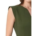 thumbnail image 5 of INSPIRE CHIC Sleeveless Dress for Women's Casual V Neck Button Pleated Midi Dress L Army Green, 5 of 6
