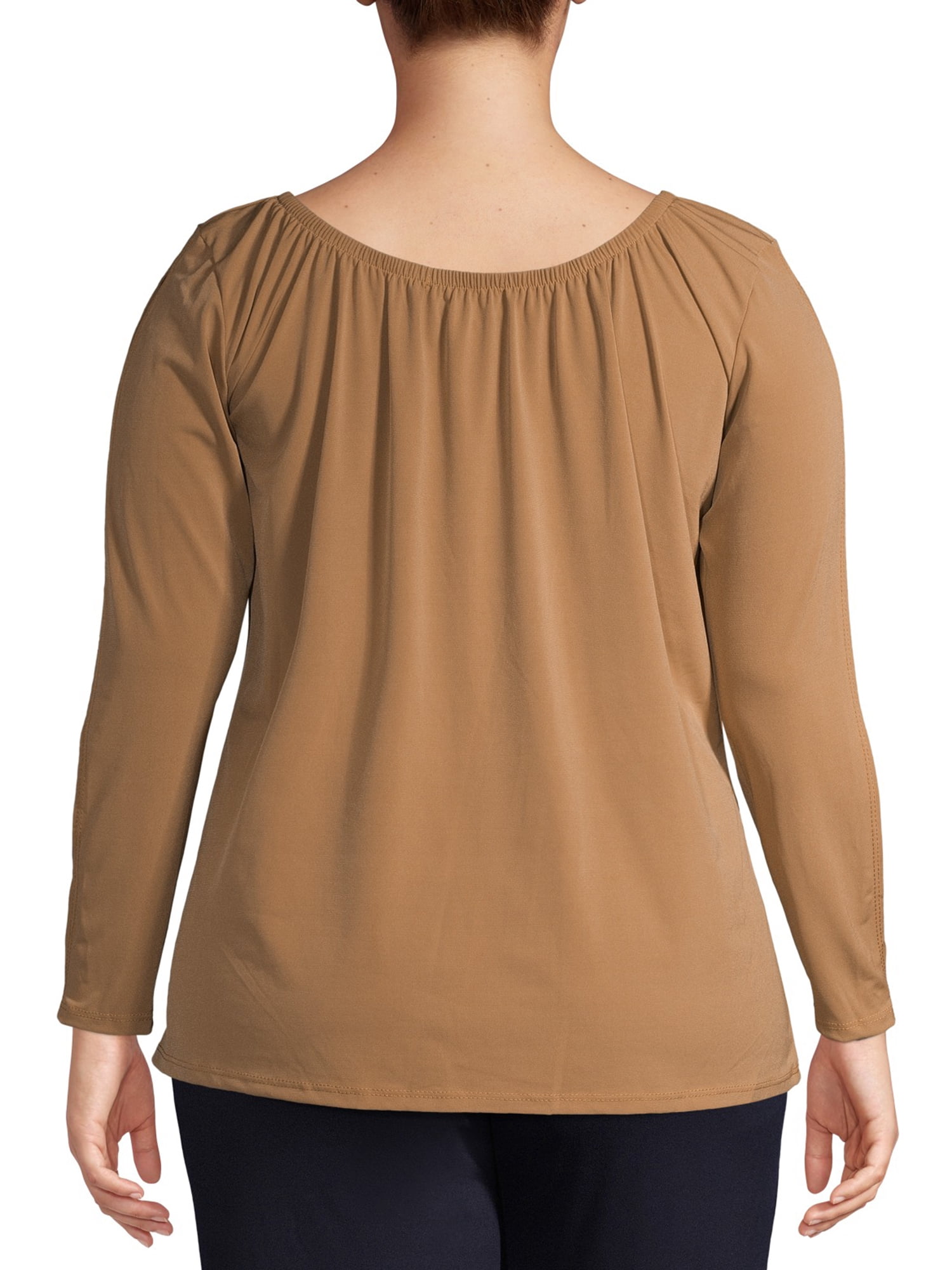Ella Samani Women's Plus Size Tie Front Long Sleeve Top