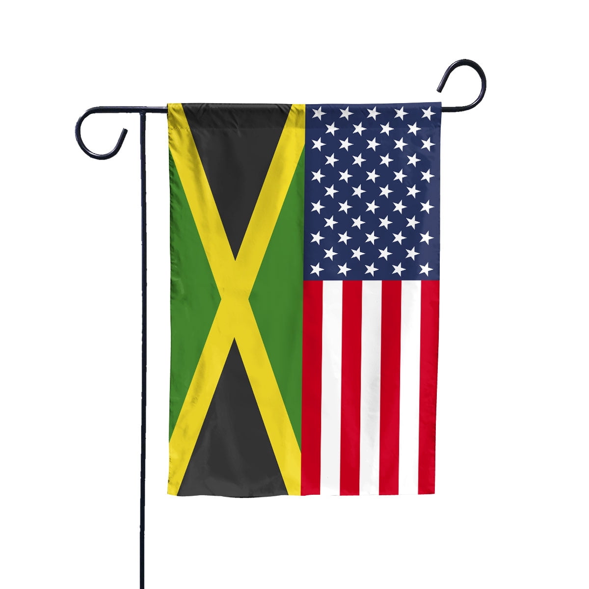 American Jamaica Flag Jamaican Friendship U.S.A Memorial Day Patriotic For Garden Flag, Double-Sided Decorative Outdoor Flag, Patriotic Polyester Yard Flag 12 x 18 in