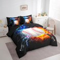 thumbnail image 3 of Feelyou Baseball Sports Boys Bedding Comforter Set 7pcs, Blue Orange King Bedding Sets, Neon Gradient Lightning Reversible Bed Sheets, Breathable Home Decor, 3 of 8