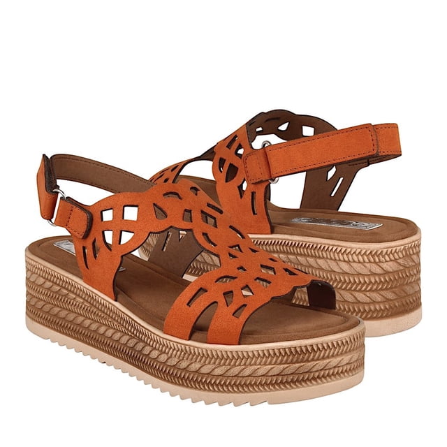 SANDALIAS CASUALES PARA DAMA STYLO 10306 SUEDE NARANJA Stylo 10306