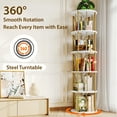 thumbnail image 5 of LLappuil 5 Tier Rotating Bookshelf, 360° Display Swivel Bookcase, Corner Bookshelf for for Bedroom, Living Room White, 5 of 7