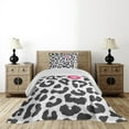 thumbnail image 3 of Ambesonne Savannah Quilted Coverlet 2 Pcs, Cheetah Leopard Kiss Print, Twin Size, Charcoal Grey and Pink, 3 of 5