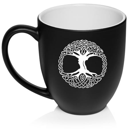 

Celtic Tree Of Life Irish Symbol Ceramic Coffee Mug Tea Cup Gift for Her Him Women Men Sister Brother Friend Cute Housewarming Mom Dad Birthday Faith Balance Nature (16oz Matte Black)