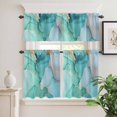 thumbnail image 6 of Abstract Teal Curtain Valances Set Aqua Marble Cracks Texture Crystal Modern Kitchen Curtains 24&nbsp;inch Length Rod Pocket Valance and Tiers 3 Piece Set Small Bedroom Bathroom Laundry Decor, 6 of 9
