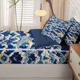 thumbnail image 5 of Manfei Ocean Themed Art Zipper Twin Comforter Sets with Fitted Sheet and 2 Pillowcases,Wild Sea Waves Zipper Bedding Set Blue White,Navy Blue Reversible,4pcs, 5 of 8