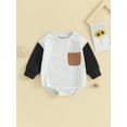 thumbnail image 4 of Lamuusaa Baby Long Sleeve Rompers Boys Casual Contrast Color  Bodysuit Newborn Jumpsuits for Winter, 4 of 9