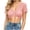Pink, variant on Women's Crochet Lace Crop Top Short Sleeve Button Down Cropped Shirts Y2k V Neck Blouse Rave Tops Pink S