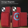 thumbnail image 3 of Case For iPhone 15 RFID Blocking Protective Purse Case With Magsafe Kickstand 2 In 1 Detachabl Flip Horizontal multi-slot card holder Shockproof Protective Leather Cover,Red,For iPhone 15, 3 of 8