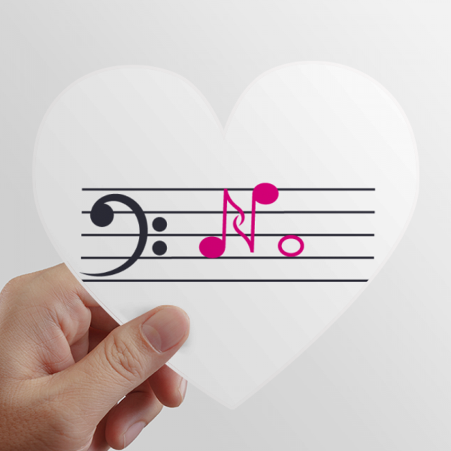 Musical Symbol Oppose No Staff Heart Vinyl Sticker Bicycle Bottle Decal